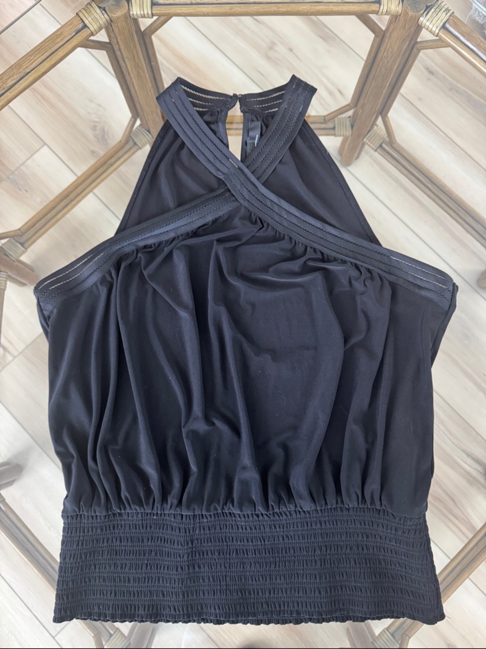 White House Black Market Black One-Shoulder Halter Dress